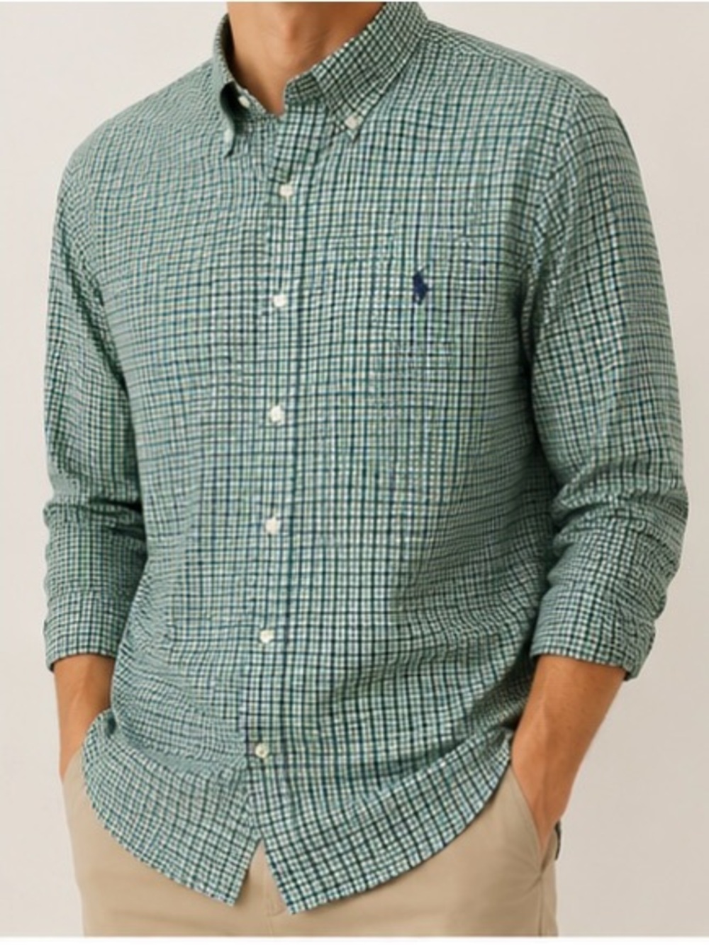 Ralph Lauren Performance Men’s Green Check Button-Down Shirt